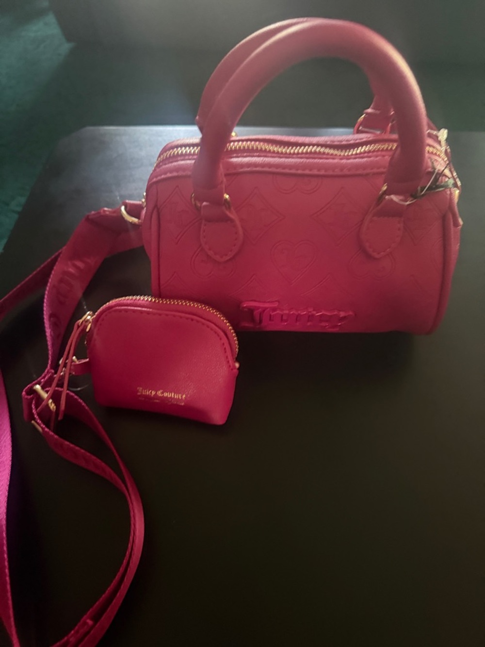 Juicy Couture Hot Pink Mini Barrel Satchel with Coin Pouch